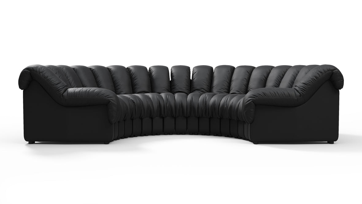 DS 600 - DS 600 Sectional, U Shape, Black Vegan Leather