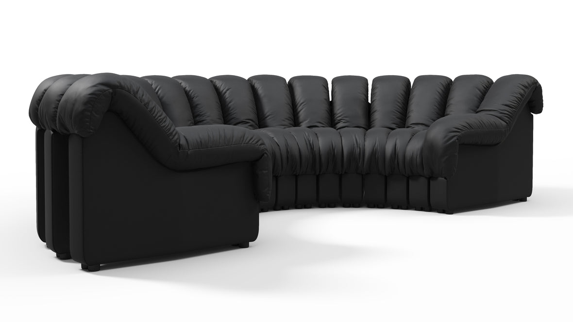 DS 600 - DS 600 Sectional, U Shape, Black Vegan Leather