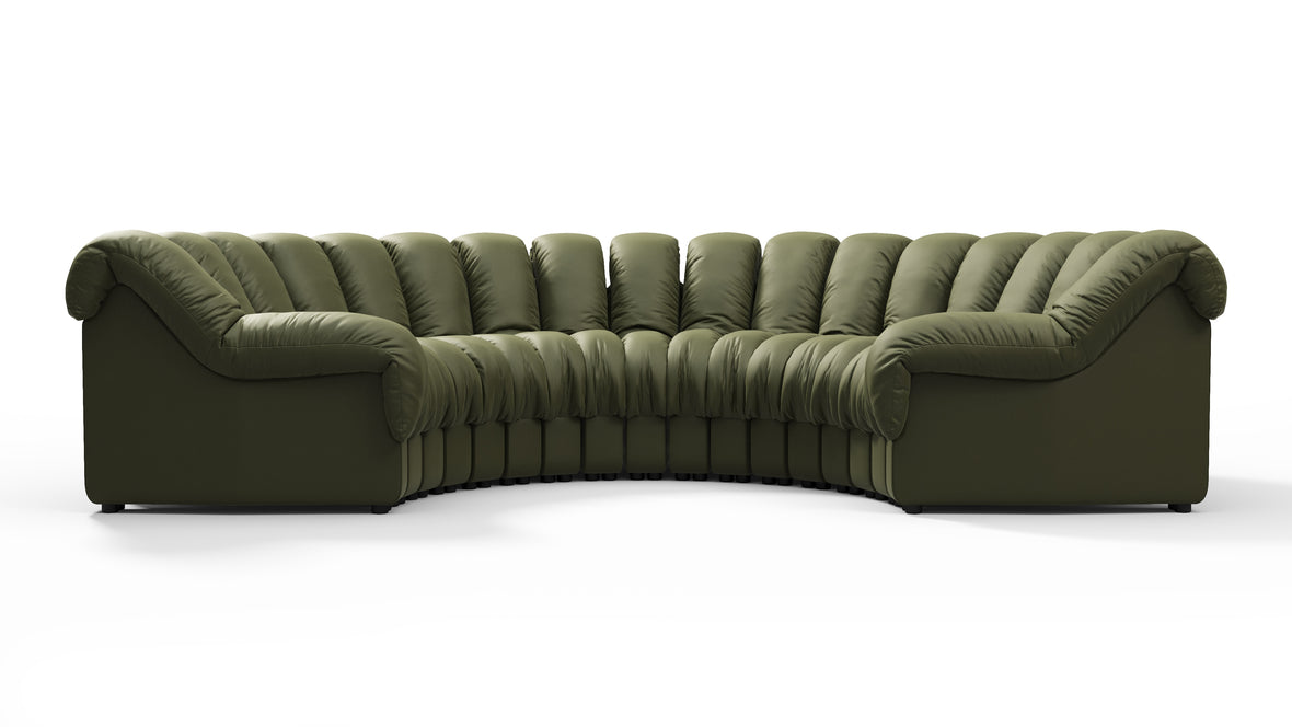 DS 600 - DS 600 Sectional, U Shape, Deep Olive Vegan Leather