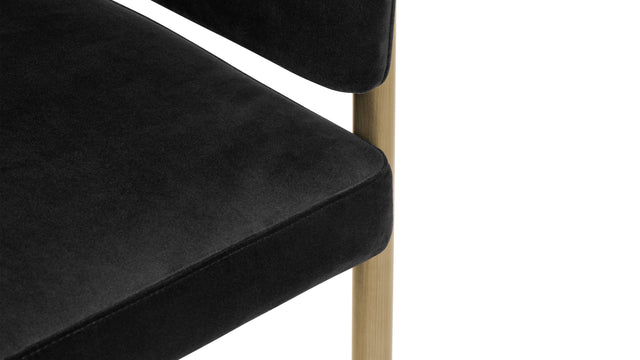 Esme - Esme Dining Chair, Black Plush Velvet and Brushed Brass