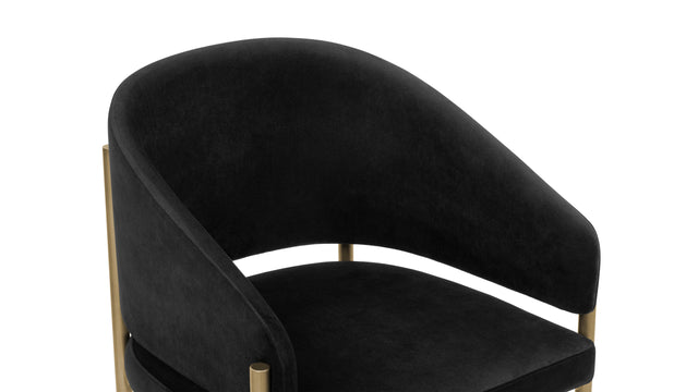 Esme - Esme Dining Chair, Black Plush Velvet and Brushed Brass