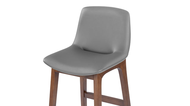 LeBlanc - LeBlanc Counter Stool, Glacier Gray Vegan Leather and Walnut