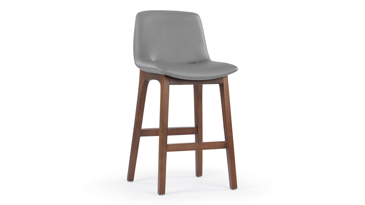 LeBlanc - LeBlanc Counter Stool, Glacier Gray Vegan Leather and Walnut