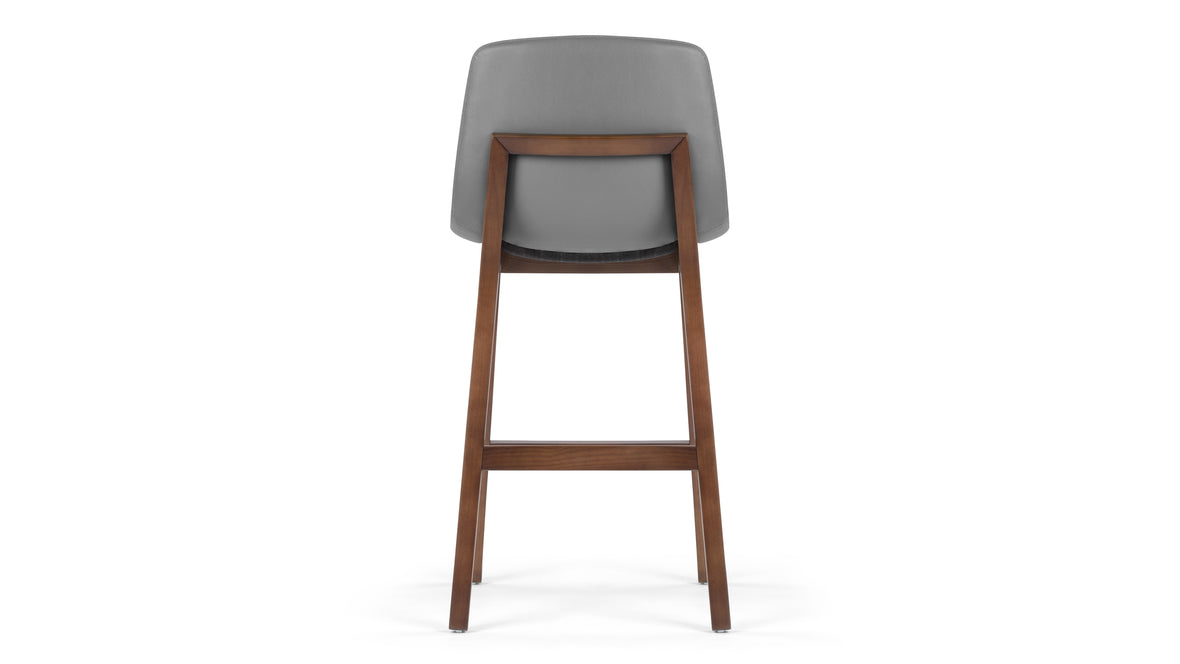 LeBlanc - LeBlanc Counter Stool, Glacier Gray Vegan Leather and Walnut