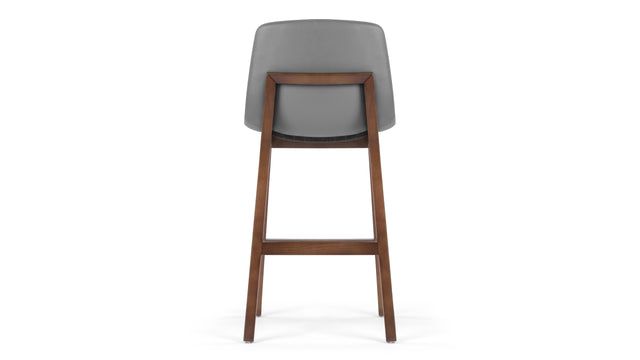 LeBlanc - LeBlanc Counter Stool, Glacier Gray Vegan Leather and Walnut