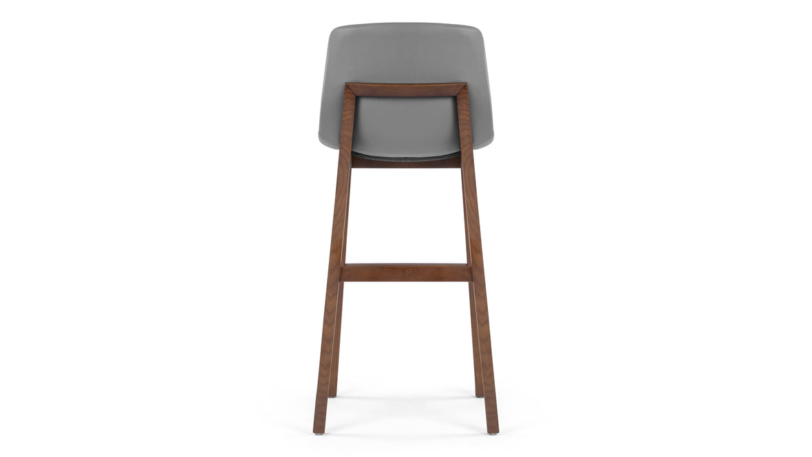 LeBlanc - LeBlanc Bar Stool, Glacier Gray Vegan Leather and Walnut