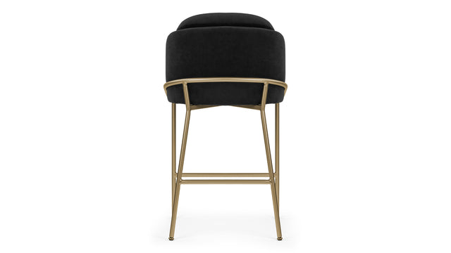 Aben - Aben Counter Stool, Black Plush Velvet and Brushed Brass