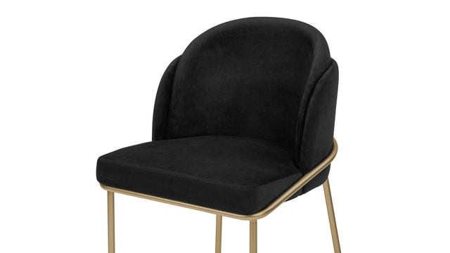 Aben - Aben Dining Chair, Black Plush Velvet and Brushed Brass