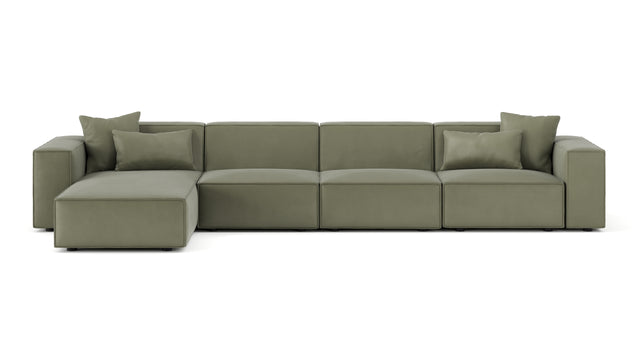 Arles - Arles Sectional, Large Left Chaise, Sage Vegan Suede