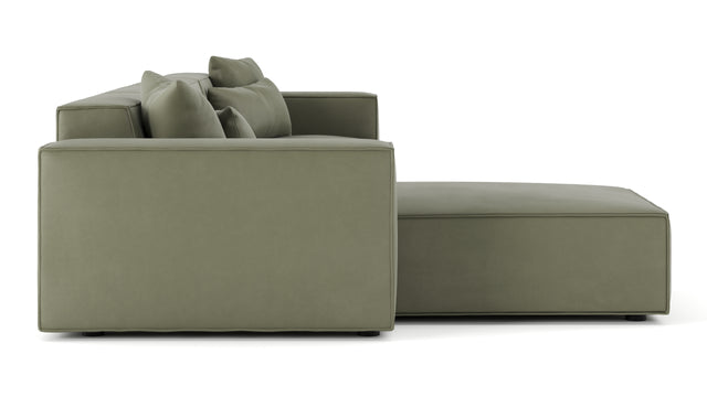 Arles - Arles Sectional, Large Left Chaise, Sage Vegan Suede