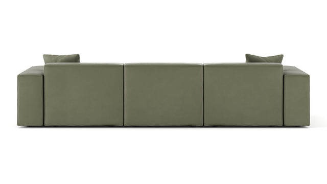 Arles - Arles Sectional, Three Seater, Left Chaise, Sage Vegan Suede