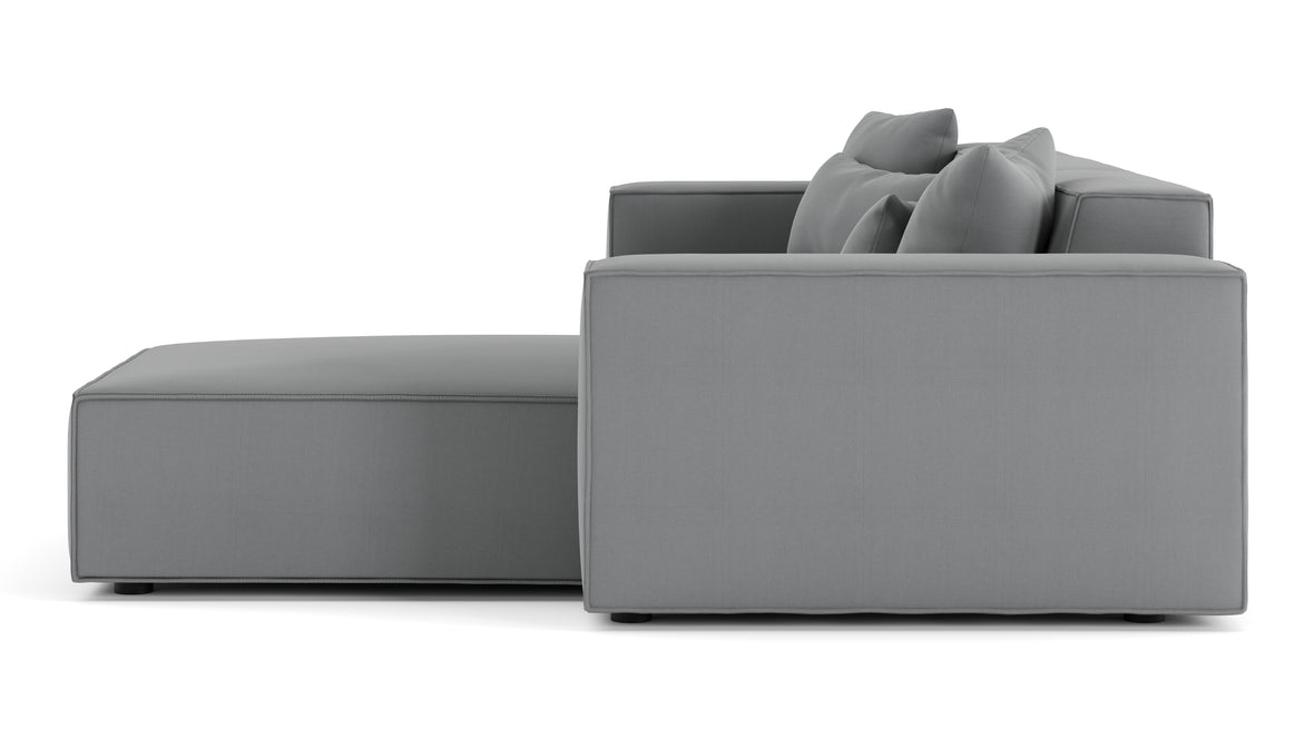 Arles - Arles Sectional, Three Seater, Right Chaise, Harbor Gray Flat Weave