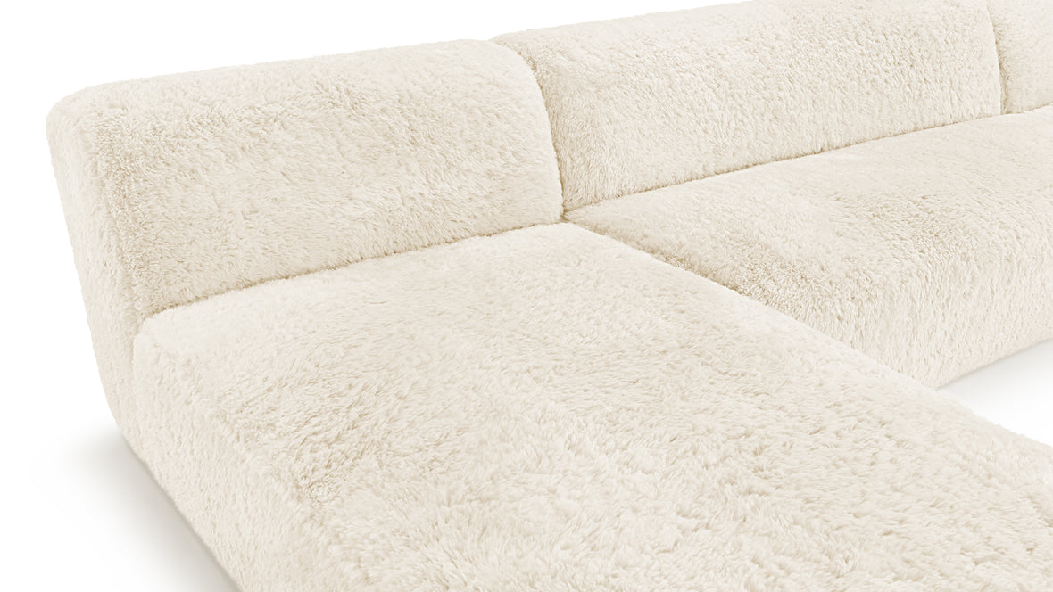 Iona - Iona Sectional, Double Chaise, White Long Hair Sherpa