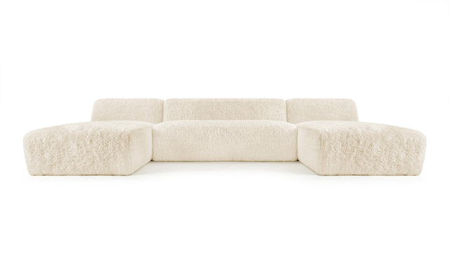 Iona - Iona Sectional, Double Chaise, White Long Hair Sherpa