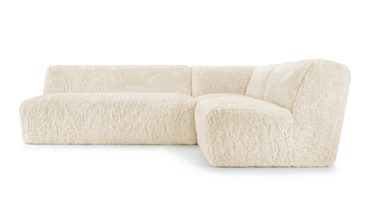 Iona - Iona Sectional, Right Corner, White Long Hair Sherpa