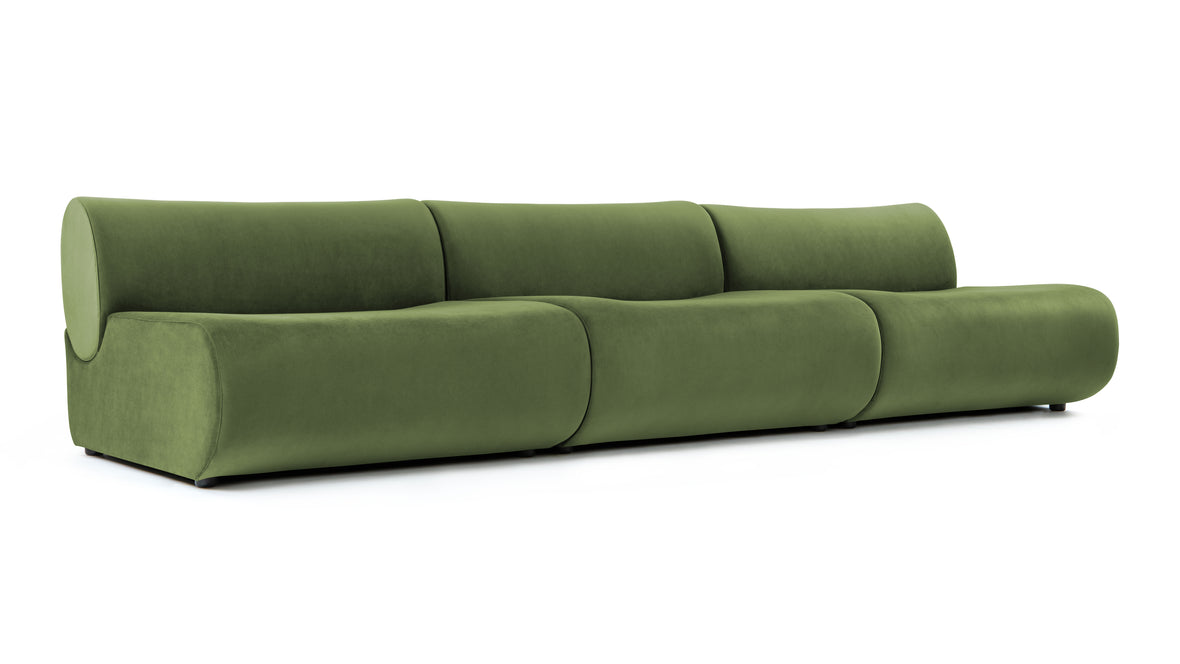 Leo - Leo Three Seater Sofa, Lichen Plush Velvet