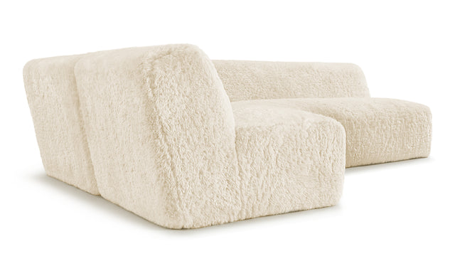 Iona - Iona Sectional, Left Corner, White Long Hair Sherpa