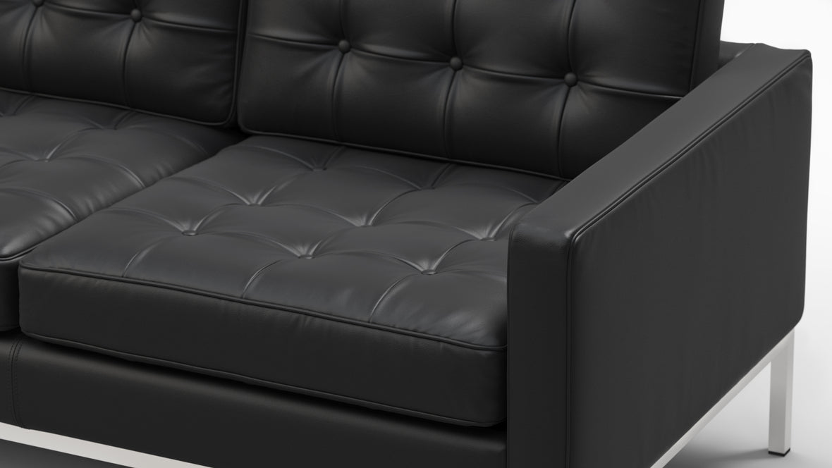 Florence - Florence Three Seater Sofa, Vintage Black Vegan Leather