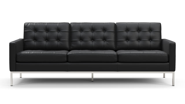 Florence - Florence Three Seater Sofa, Vintage Black Vegan Leather