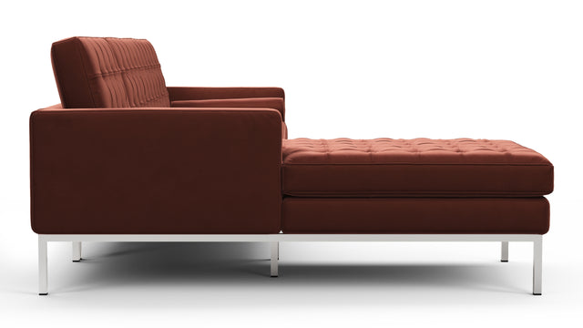 Florence - Florence Three Seater Sofa, Left Chaise, Burgundy Velvet