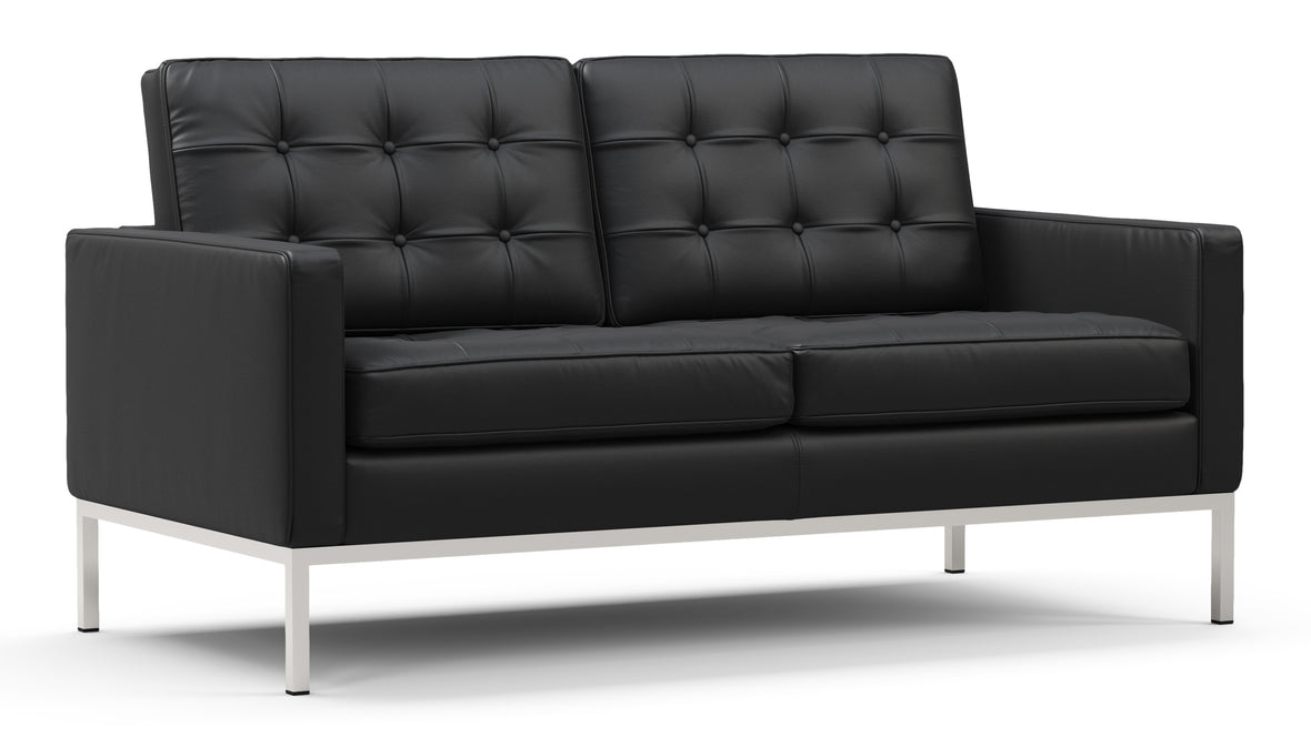 Florence - Florence Two Seater Sofa, Vintage Black Vegan Leather