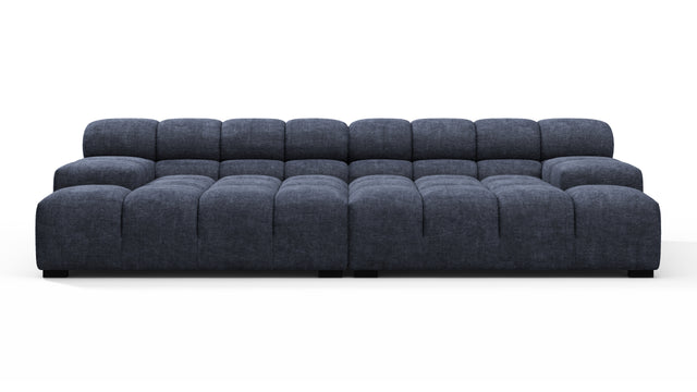 Tufted - Tufted Sectional, Extra Deep Sofa, Indigo Blue Chenille