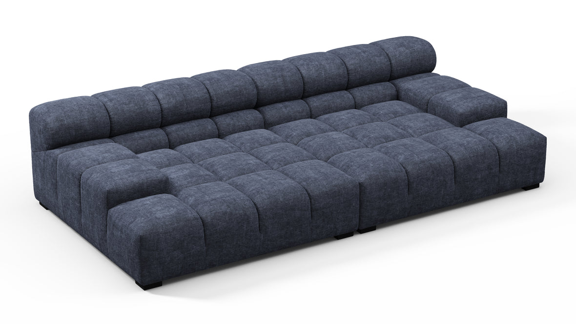 Tufted - Tufted Sectional, Extra Deep Sofa, Indigo Blue Chenille