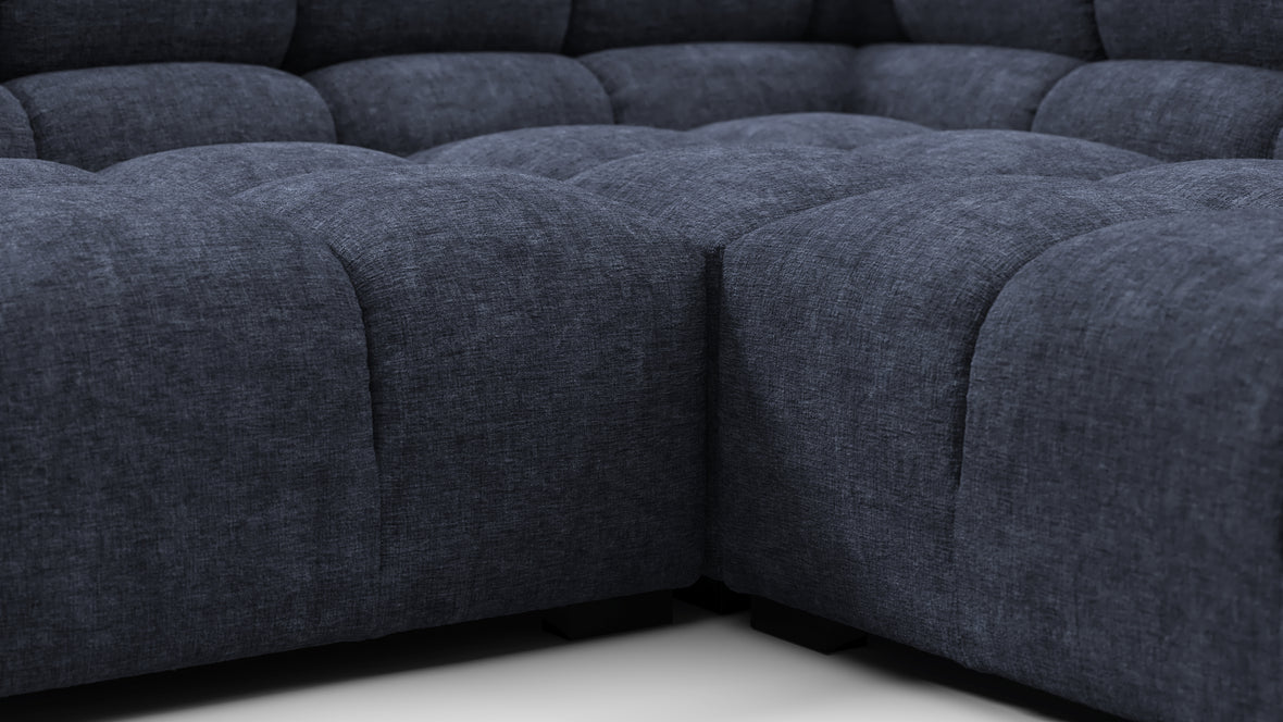 Tufted - Tufted Sectional, Large Left Corner, Indigo Blue Chenille