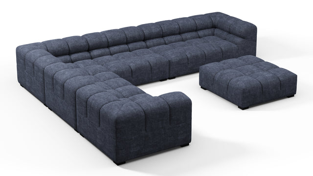 Tufted - Tufted Sectional, Large Left Corner, Indigo Blue Chenille