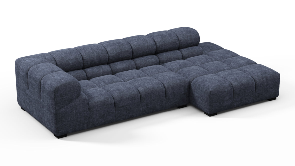 Tufted - Tufted Sectional, Small L, Right, Indigo Blue Chenille