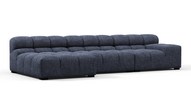 Tufted - Tufted Sectional, Small, Left Chaise, Indigo Blue Chenille