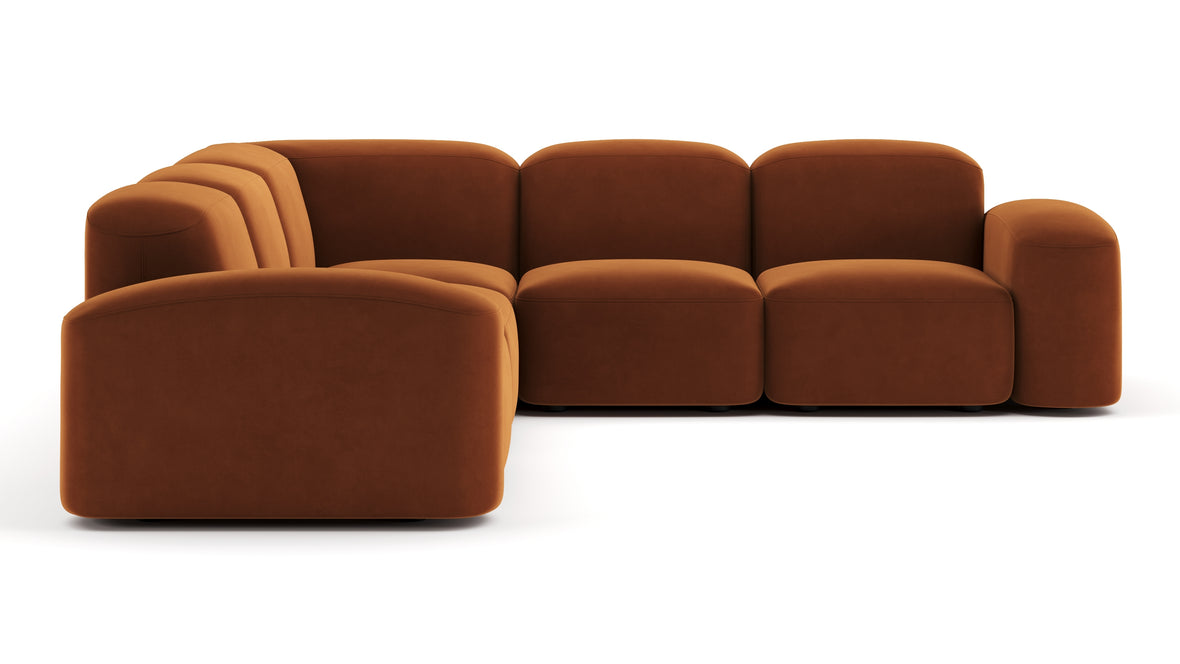 Muse - Muse Sectional, Large Left Corner, Burnt Orange Velvet