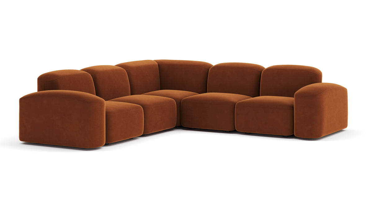 Muse - Muse Sectional, Large Left Corner, Burnt Orange Velvet