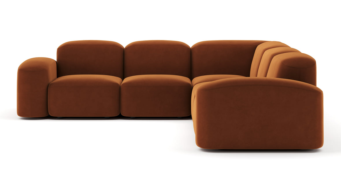 Muse - Muse Sectional, Large Right Corner, Burnt Orange Velvet