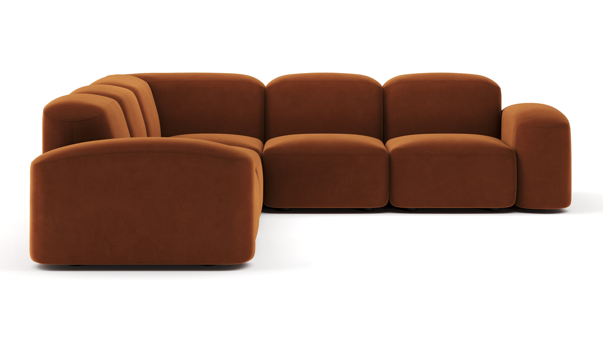 Muse - Muse Sectional, Large Right Corner, Burnt Orange Velvet