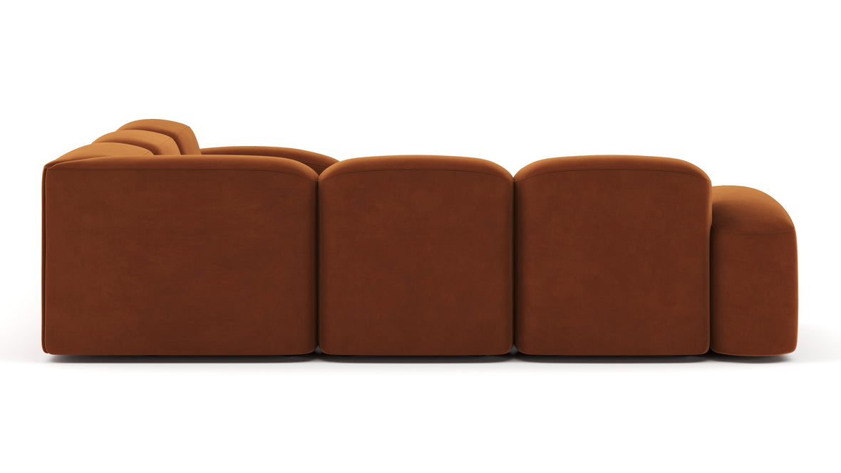 Muse - Muse Sectional, Large Right Corner, Burnt Orange Velvet