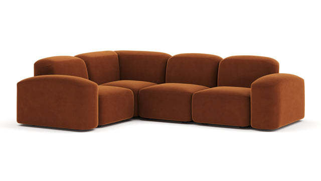 Muse - Muse Sectional, Small Left Corner, Burnt Orange Velvet