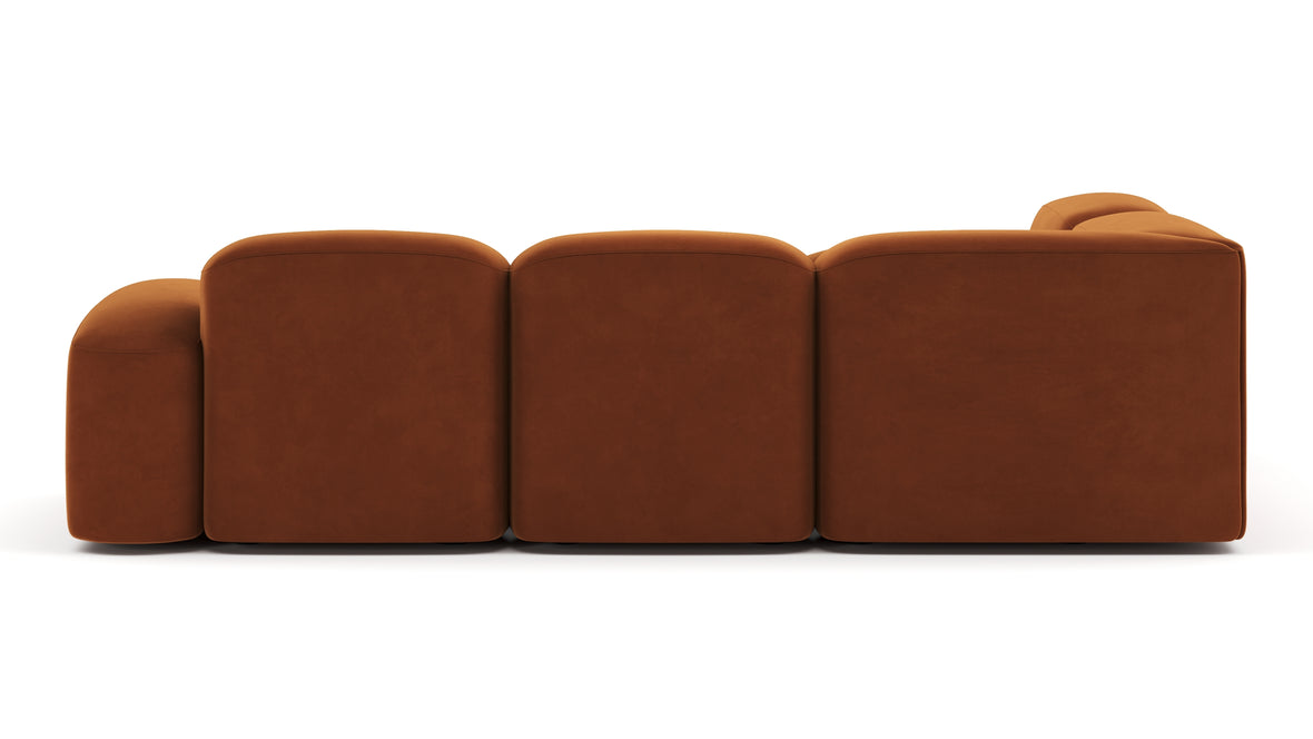 Muse - Muse Sectional, Small Left Corner, Burnt Orange Velvet