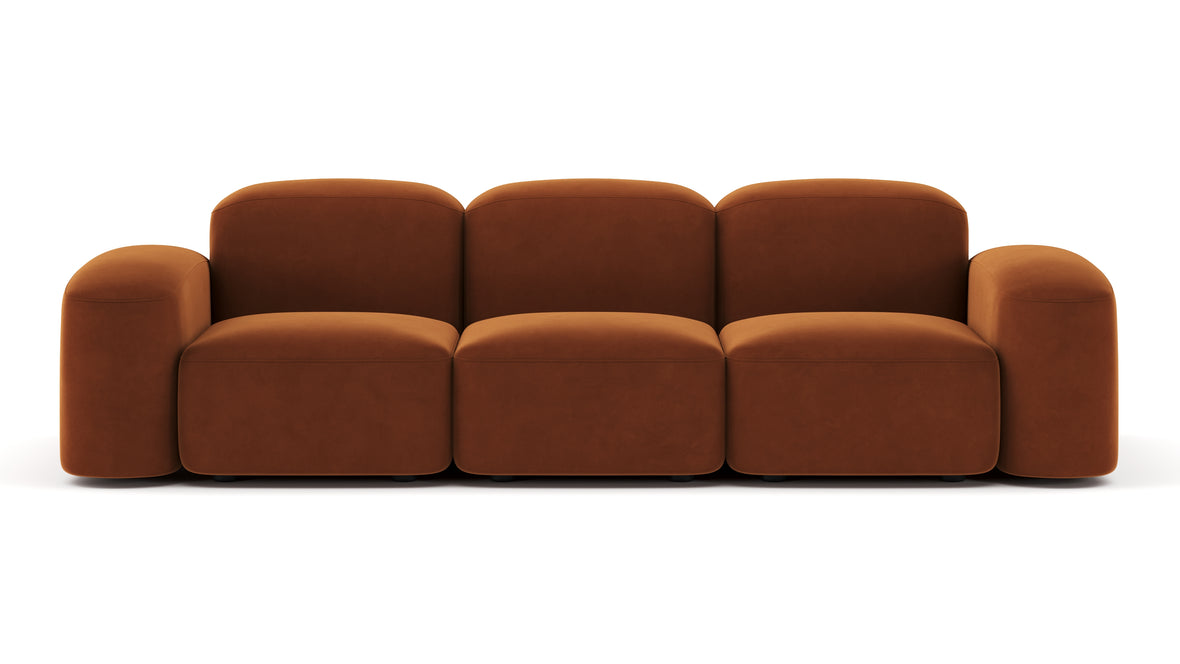 Muse - Muse Three Seater Sofa, Burnt Orange Velvet