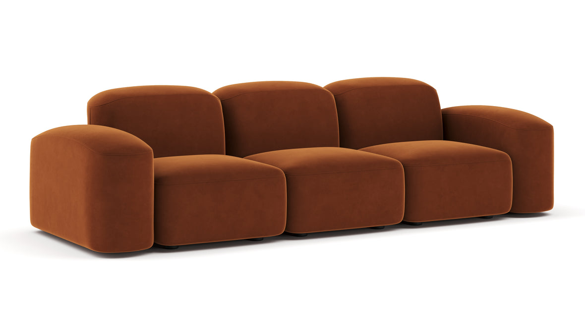 Muse - Muse Three Seater Sofa, Burnt Orange Velvet