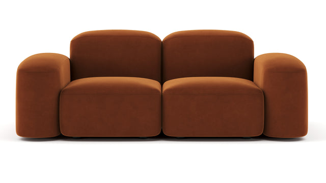 Muse - Muse Two Seater Sofa, Burnt Orange Velvet