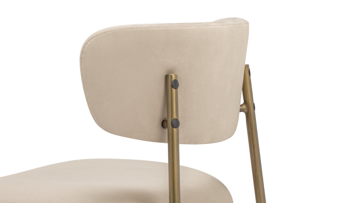 Metaphores - Metaphores Dining Chair, Latte Vegan Suede and Brushed Brass