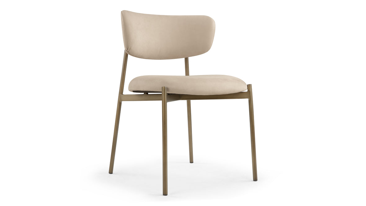 Metaphores - Metaphores Dining Chair, Latte Vegan Suede and Brushed Brass