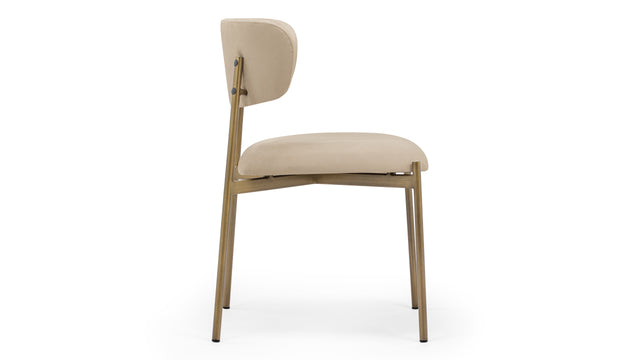 Metaphores - Metaphores Dining Chair, Latte Vegan Suede and Brushed Brass