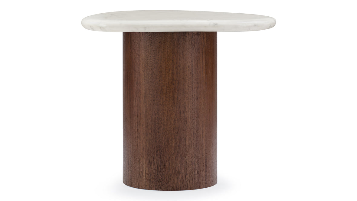 Roccia - Roccia Side Table, White Marble and Walnut