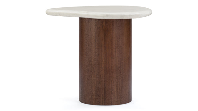 Roccia - Roccia Side Table, White Marble and Walnut