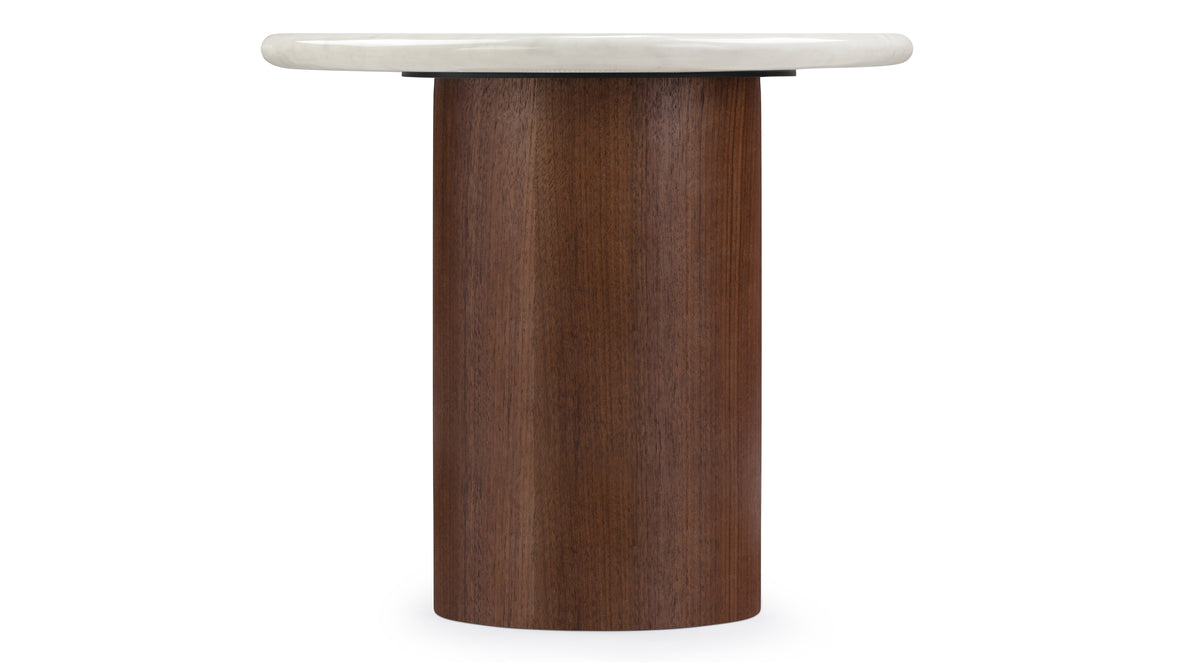Roccia - Roccia Side Table, White Marble and Walnut