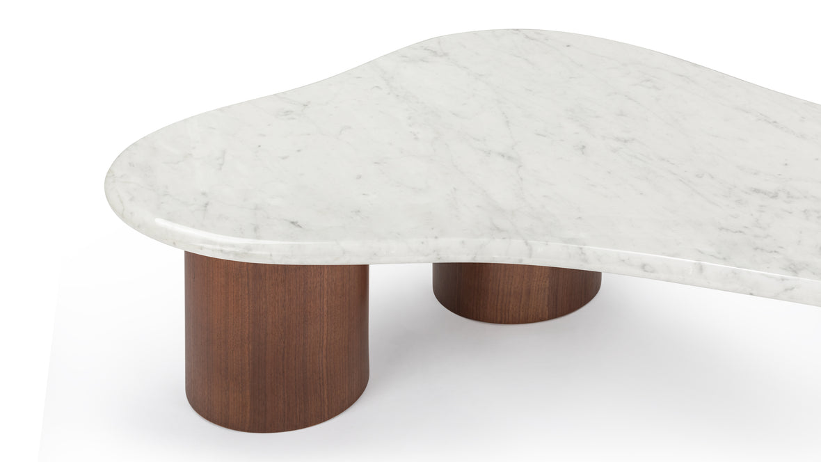 Roccia - Roccia Coffee Table, White Marble and Walnut