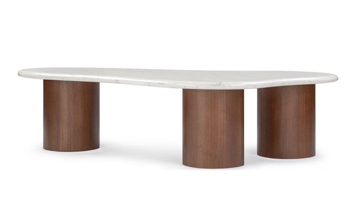 Roccia - Roccia Coffee Table, White Marble and Walnut