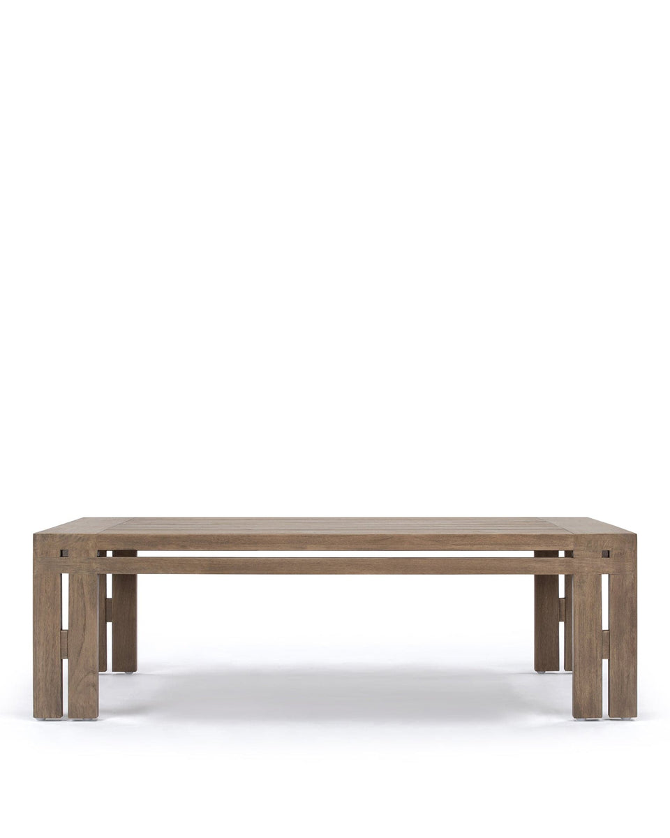 Lusso Outdoor Coffee Table, Weathered Teak with White Cushion ...